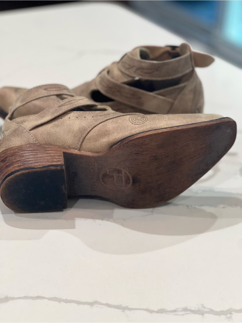 Women’s Suede Buckle Ankle Boots in Tan - Picture 4 of 4